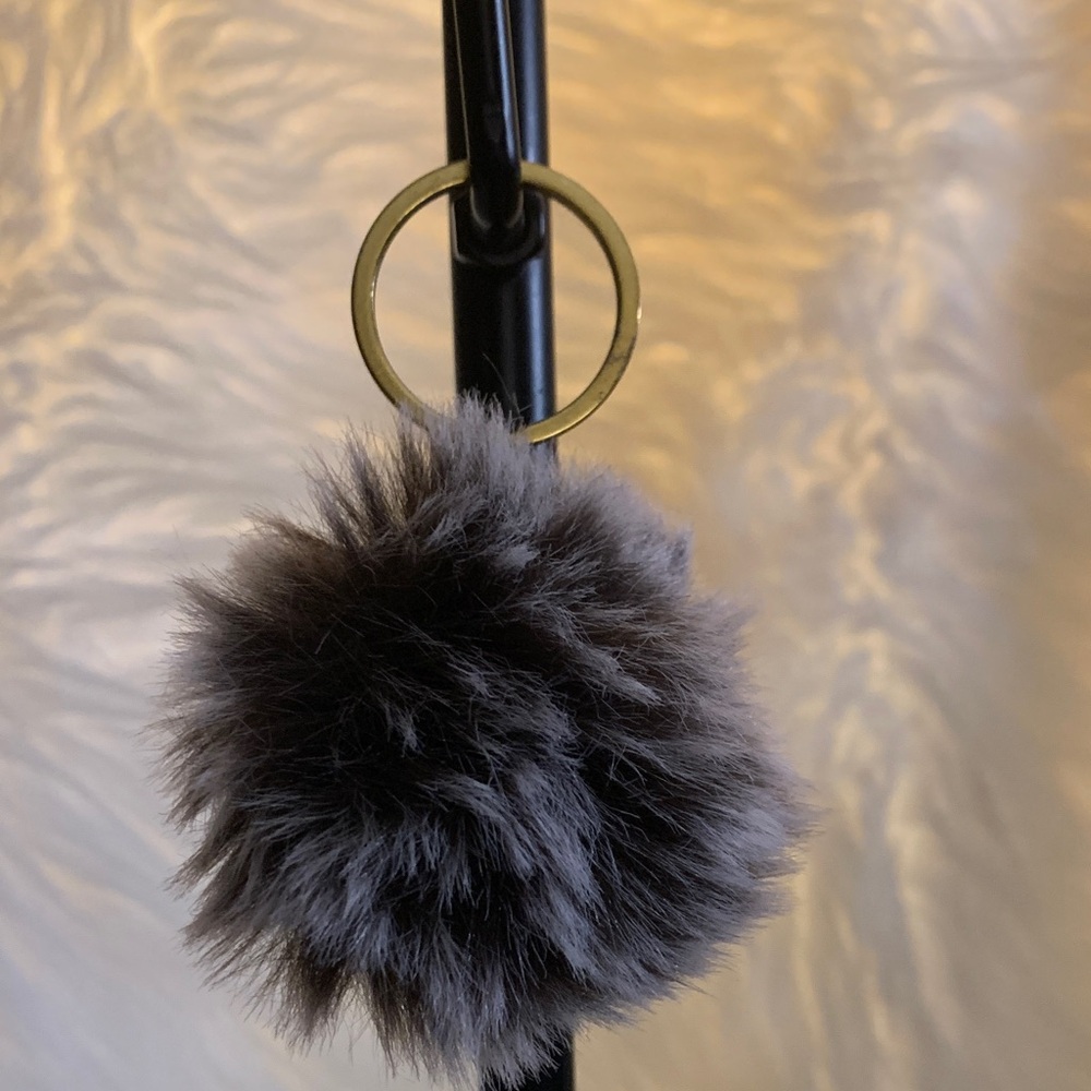Elegant Gray Fur Pom Pom Keychain